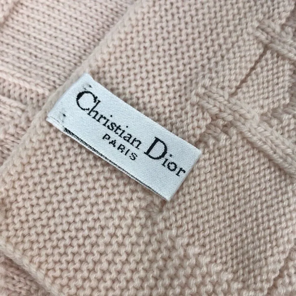 Auth Dior Cannage Scarf wool pink